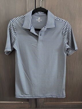 NWOT Class/Club Boys 14/16 Striped Short-Sleeve Polo Shirt - Navy/Gray
